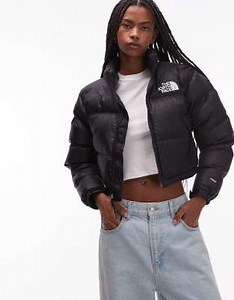 The North Face Nuptse cropped down puffer jacket in black | ASOS