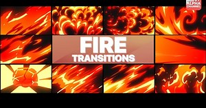 Cartoon Fire Transitions | Motion Graphics Pack