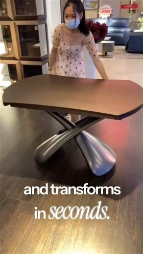 Modern Adjustable Round Coffee-to-Dining Table – Luxury Golden Transforming Furniture! #viral