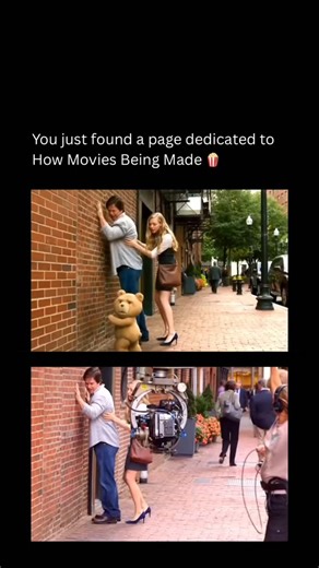 How Movies Being Made on Instagram: "This scene from Ted looks like a fully alive, talking teddy bear standing face to face with Mark Wahlberg. On screen, Ted reacts, moves, and delivers comedy perfectly, making it feel like a real character sharing the room, timing jokes and emotions naturally alongside the human actors throughout the entire moment. Behind the scenes, a physical teddy bear prop and motion reference were used on set. Mark Wahlberg acted to empty space while VFX artists later ani