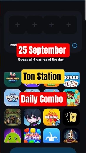 Ton Station Daily Combo Today | 25 September | Ton Station Airdrop #kdp_gaming