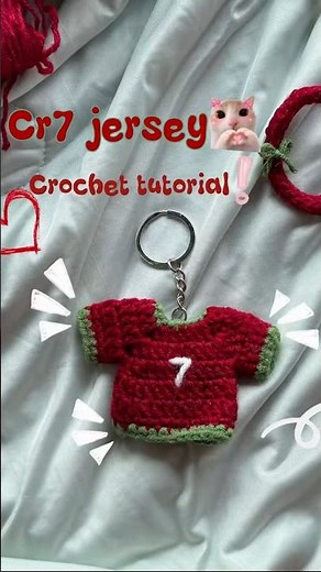 Mini CR7 jersey tutorial #crochet #crochetjersey #crochetkeychain #ronaldo