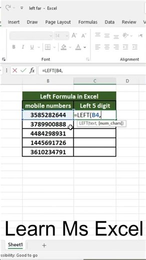 LEFT Function in Excel #LEFTFormula #ExcelTips #ExcelTutorial #MSExcel #DataExtraction