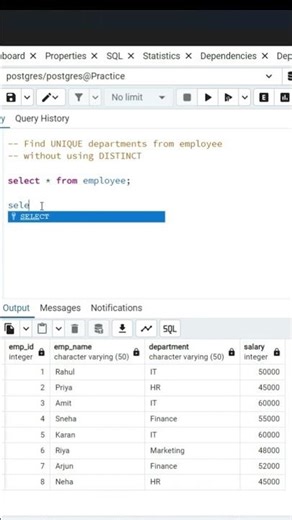 Find UNIQUE Values in SQL WITHOUT Using DISTINCT | SQL Interview #sqlinterviewquestions #shorts