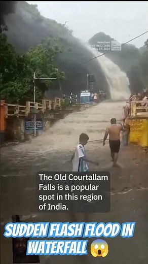 Sudden flash flood in waterfall