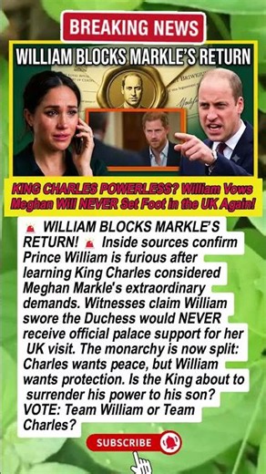 BANISHED! 🚫William Swears Meghan Is NEVER Coming Back After 'Demands'! #PrinceWilliam #Meghanmarkle
