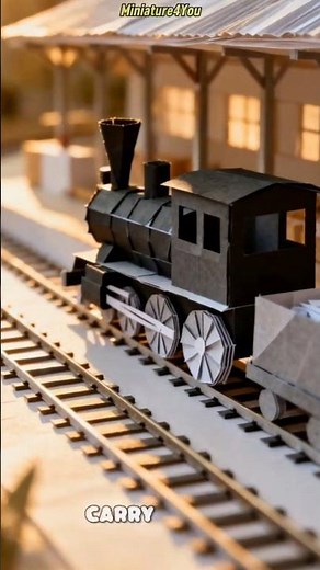 Origami steam train depot #miniature #miniatureworld #shorts