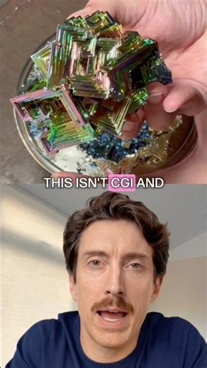 Bismuth forms rainbow crystals #bismuth #crystalgrowth #materialsscience