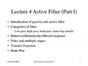 Lecture 4 Active Filter (Part I) - SlideServe