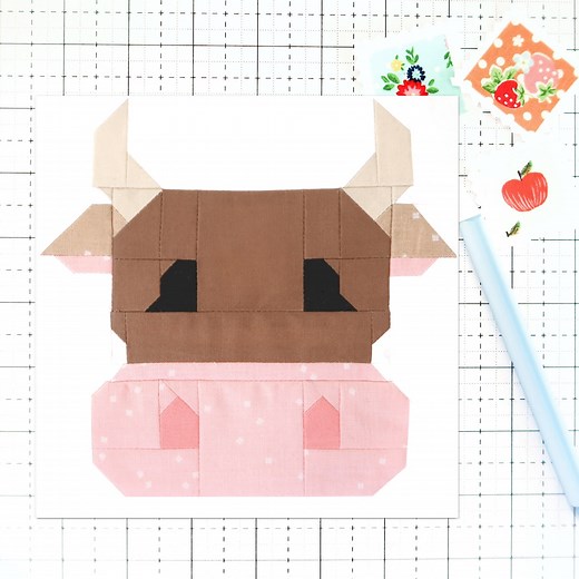 Cow Quilt Block Patternfarm Animal Face PDF- Instructions for 6 Inch, 9 Inch, 12 Inch, 18 Inch, 24 Inch Finished Blocks Traditional Piecing - Etsy
