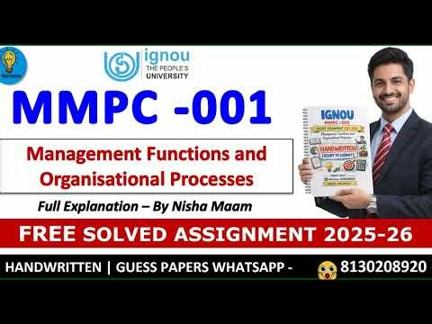 FREE IGNOU MMPC 001 Solved Assignment 2025–26 | Management Functions and Organisational Processes