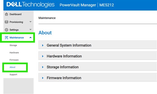 PowerVault ME52 : How to view ESE version