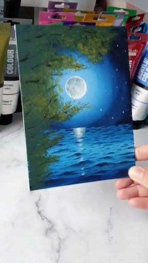 Easy Moonlight Night Sky Painting for Beginners | Simple Glowing Moon Acrylic Tutorial #AcrylicPainting #PaintingTutorial #ArtForBeginners #DIYArt #MoonlightArt #NightSkyPainting #StarryNight #EasyArt #RelaxingArt | Jay Lee Paintings
