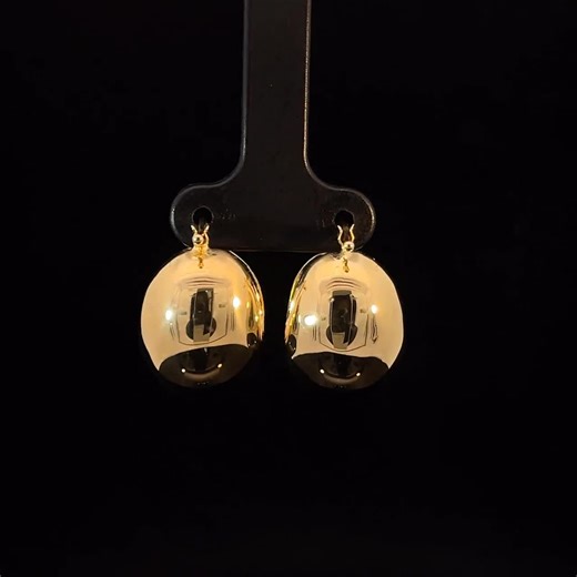 14K Italian Yellow Gold Domed Hoop Earrings