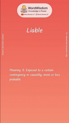 What does "Liable" mean? | English vocabulary shorts | #liable #wordwisdom