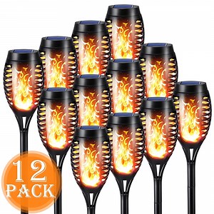 Toodour Outdoor Solar Lights, 12 Pack LED Solar Torch Lights with Flickering Flame, Waterproof Lighting Decoration for Patio Garden Yard Pathway Landscape