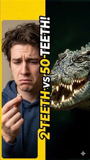 “Why Humans Get Only 2 Sets of Teeth But Crocodiles Get 50! 🐊”#shortfacts @evermangal