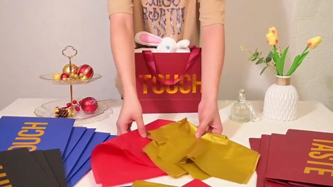 Large 5 Senses Gift Bags for Him Her, Gold Foil Sight Smell Touch Taste Sound Gift Bags,Five Senses Gift Bag for Him with Handles and Tissue Paper for Birthday, Mothers Day, Anniversary, Christmas 12.6 x 8.7 x 4 Inch (Red)