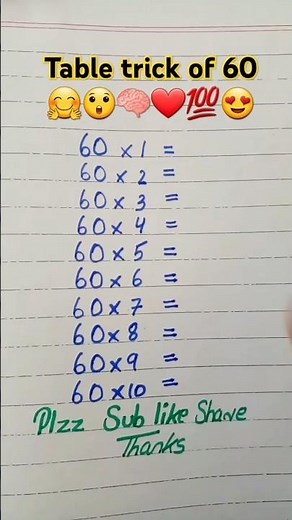 Multiplication table trick of 60😲🤗🧠❤💯😍 #maths #multiplication #table #mathstricks #shorts #foryou