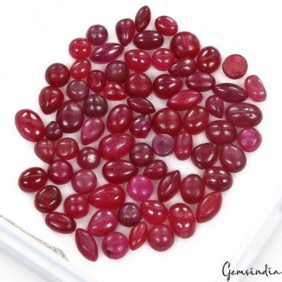 Certified 34.60 Ct/ 71 Pcs Natural Blood Red Ruby Mix Cab Loose Gems For Jewelry | eBay