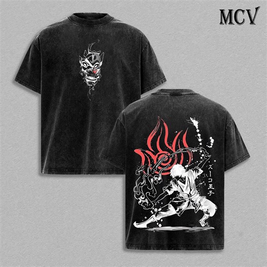 Zuko Fire Nation T-shirt, Avatar Anime Prince Flame Bender Graphic Tee, Washed Cotton Streetwear - Etsy