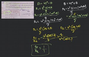 For angles of projection of a projectile at angles \left(45^{\c... | Filo