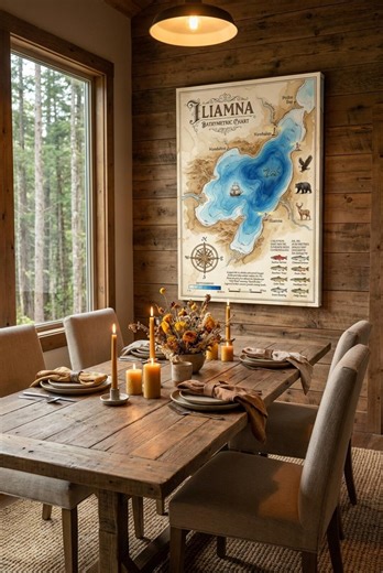 Iliamna Lake Depth Map Canvas Wall Art | Alaska Bathymetric Print - Etsy