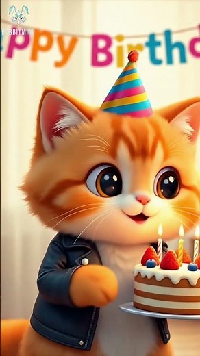 Rockstar Orange Cat Birthday Party | Cute 3D Animated Cat Singing Happy Birthday 🎂✨ #feed #shorts
