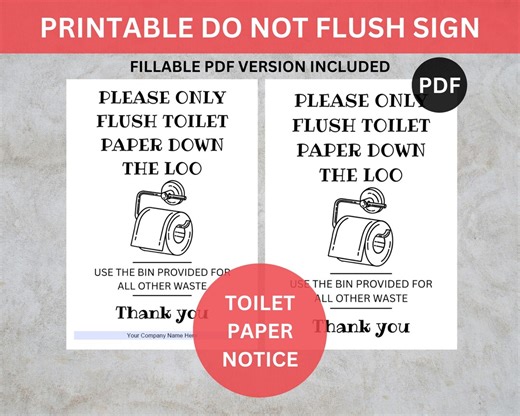 Do Not Flush Bathroom Rules, Printable Restroom Sign - A4 PDF Toilet Notice - Etsy