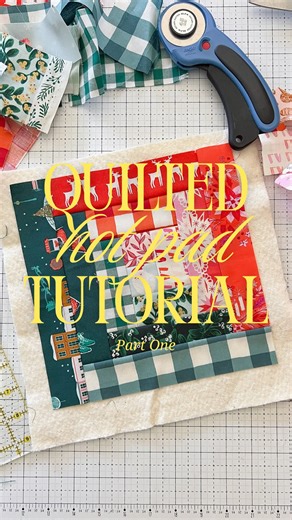 Amanda | Prairie Quilt Co. on Instagram: "Part 1 of 2: Making a quilt as you go log cabin hot pad! Want to make a hot pad too? Here’s a quick tutorial! Measurements: Batting scrap: I used an 11” square scrap Fabric scraps of various sizes. I started with a 1 3/4” fussy cut centre square, then added another square the same size. The following strips were cut at 1 3/4” width and the length as measured with my ruler as I added strips in a clockwise circle around the centre, alternating two red and