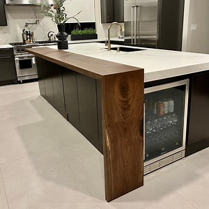 Handmade Waterfall Walnut Countertop: Live Edge Kitchen Island - Etsy