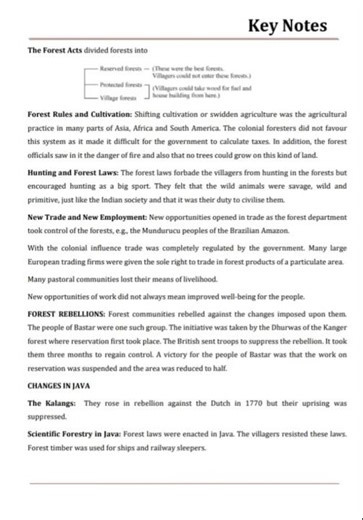 class 9 history notes | chapter 4 - forest society and colonialism | revision notes