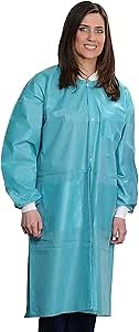 10 Disposable Lab Coats - Durable 50g SMS Knee Length Reusable Lab Coat with Knit Cuffs and Pockets, Unisex | Perfect for Dental, Hospitals, Pharmacies, Labs, Clinics- Teal, Small