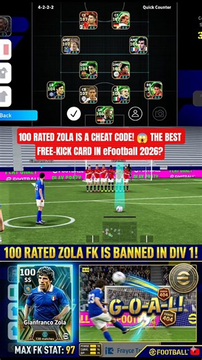 100 RATED ZOLA IS A CHEAT CODE! 😱 THE BEST FREE-KICK CARD IN eFootball 2026?