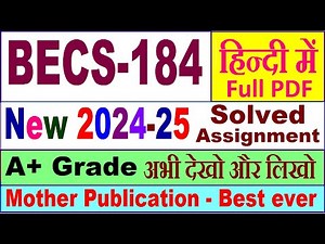BECS 184 solved assignment 2024-25 in Hindi || becs 184 solved assignment 2025 || becs184 2024-25