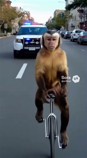 Police chase monkey on a unicycle 😭🚓🐒