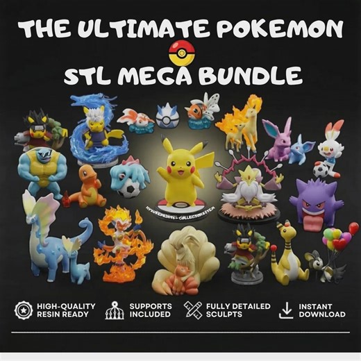 Pokemon STL Bundle | Pikachu 3D Models Pack | Anime Creature STL Files | Cartoon Character Collection | Resin Miniatures Download - Etsy