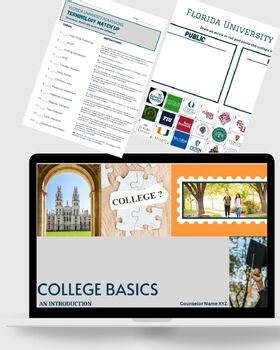 College Basics Presentation, PPT, College Terminology for 9-12 grade students