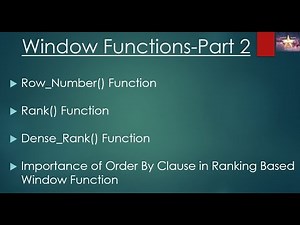 Window Functions-Part 2 (ROW_NUMBER(), RANK(), DENSE_RANK() in SQL)