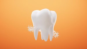 Tooth health and nutritional elements, 3d rendering.
