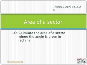 Area of a sector - radians