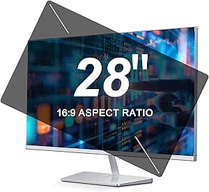 28" Computer Privacy Screen for 16:9 Computer Monitor, Removable Eye Protection Anti Glare Blue Light Filter Privacy Shield, Anti Scratch Anti Spy Screen Protector Film. Size is(621*341 mm)