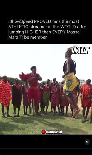 iShowSpeed went viral in Kenya after joining the Maasai warriors in their traditional jumping challenge, and the moment blew up because his vertical was genuinely insane, launching himself with full intensity and treating it like a real competition instead of just a tourist moment. What made it hit harder was his mindset - pacing, hyping himself up, then exploding off the ground like it was an NBA combine, matching the rhythm and energy of people who grow up doing this as part of their culture. 