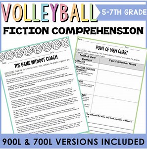 Volleyball Reading Comprehension | Plot Development & POV Practice (700L & 900L)