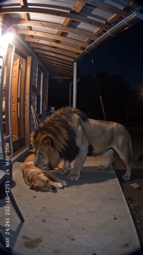 Lion Caught on CCTV Visiting Sleeping Dog | Unreal Night Vision AI Footage