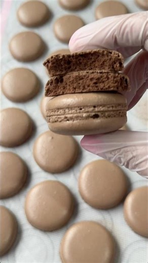 Chocolate French Macaron 🤎 Soft Inside • Almond Flour • ASMR #shorts