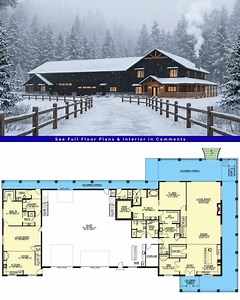 Discover the charm of this 4-Bed Barndominium House Plan with Attached 2-Bed Apartment | Smart House Plans