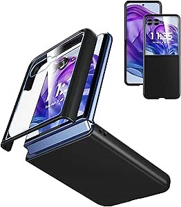 Case for Motorola Razr Plus 2024/2025 - with Built-in Cover Screen Protector - Thin Hard Matte Polycarbonate Cover Phone Case for Moto Razr+ 2024/2025 - Black