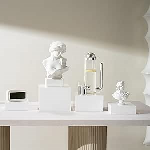 Set of 4 Acrylic Cube Display Box Risers Food Buffet Riser For Table, Retail Showcase, Catering, Cakes, Collectibles, Toys, Jewelry, Cosmetics, Crystal Decor Container, Stackable, Nesting Stands