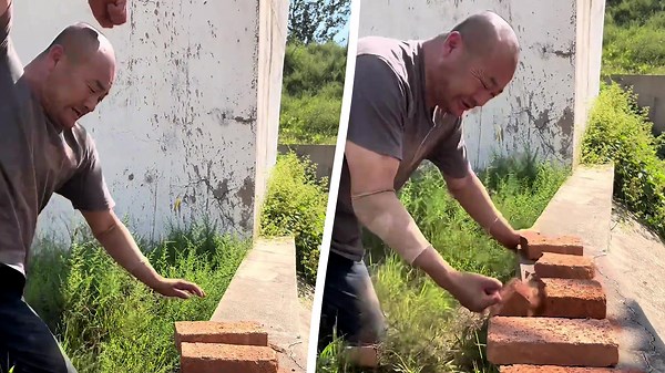 Man smashes over 100 bricks with his bare fist